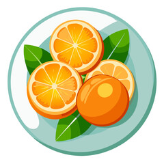 orange slices with leaves - vector illustration of orange isolated on white, orange vector art