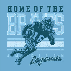 American football player in composition with lettering. Editable art for printing on t-shirts, posters, etc. © Rob