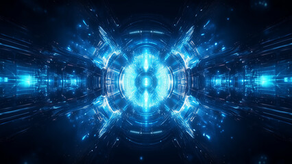 Obraz premium Tech tribal themed artwork in blue shades