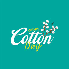 World Cotton Day Logo isolated creative concept design. cotton background design. World Cotton Day banner template beauty cotton background. Natural organic fiber, cotton organic text.
