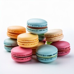 Obraz premium colorful macarons and white background 