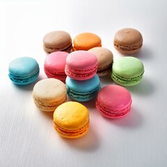 Obraz premium colorful macarons and white background 