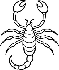 scorpion coloring page line art vector illustration