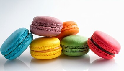 Obraz premium colorful macarons and white background 