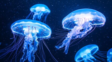 Bioluminescent Jellyfish in the Deep Sea.