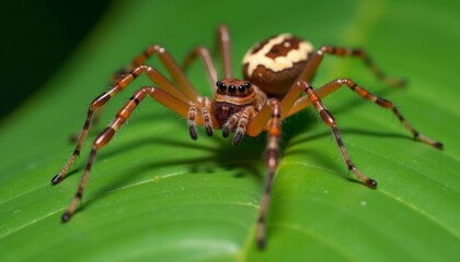  Vibrant spider on a leafy stage