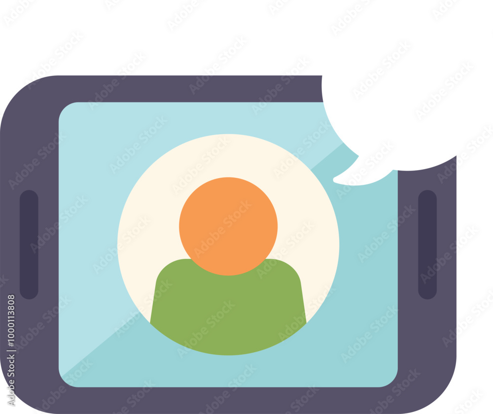 Poster this vector illustration features a smartphone displaying a social media profile picture with a blan