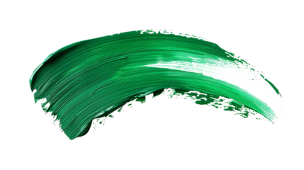 green paint stroke isolated on transparent background