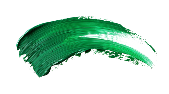 green paint stroke isolated on transparent background
