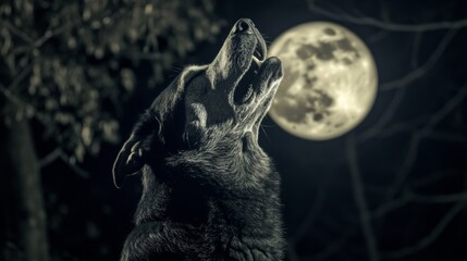 Fototapeta premium Wolf Howling at the Moon.