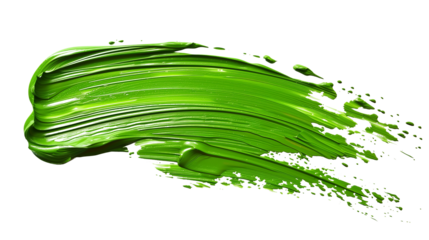 green paint stroke isolated on transparent background