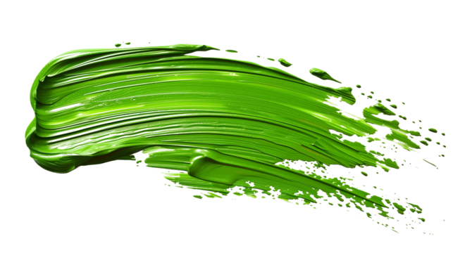 green paint stroke isolated on transparent background