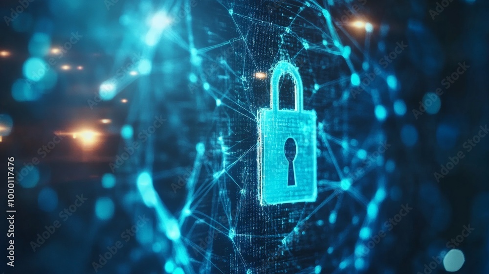 Aufkleber digital security network with lock icon.