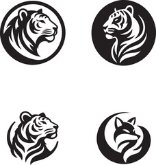 Tiger head icon sheet  silhouette vector illustration.