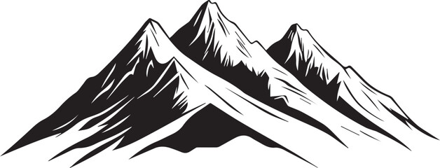 Mountain outline vector with the tree, Mountain range silhouette isolated vector illustration.