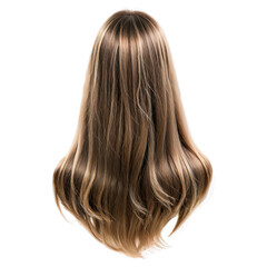 Naklejka premium Beautiful long blonde hair cascading gracefully, showcasing soft waves and a natural shine. An ideal element for artistic and design projects that require elegance