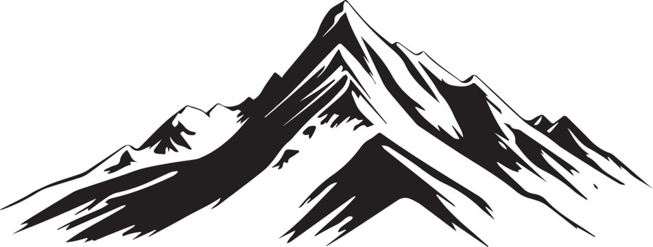 Black silhouette mountains outline vector illustration, 