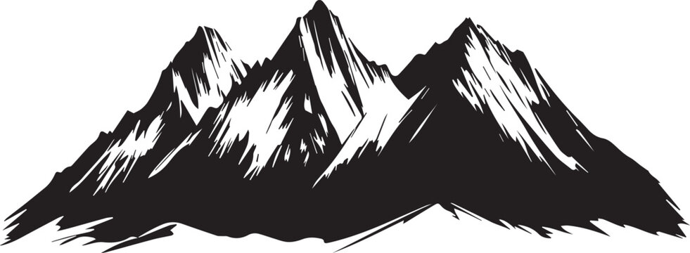 Black silhouette mountains outline vector illustration, 