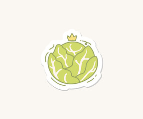 cabbage illustration sticker cartoon hand drawn style