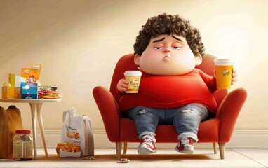 Child Struggling with Obesity Due to Poor Nutrition