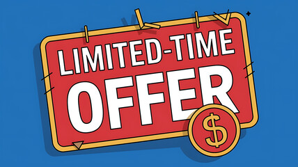 Red and yellow sign with white text promoting a limited-time offer. 
A sense of urgency and excitement for a sale or promotion. 
