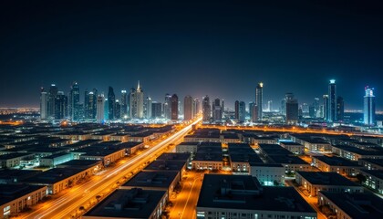 Obraz premium Bright cityscape under the night sky
