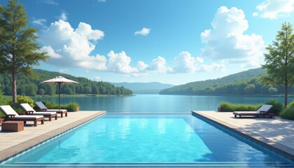 Obraz premium Escape to serene lakeside luxury