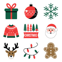 vector illustration colorful Christmas icons items frame and decoration with gifts accessories 