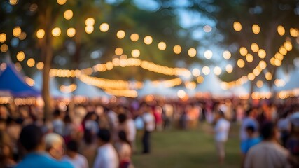 Abstract blur image of day festival in garden with bokeh for background usage	
