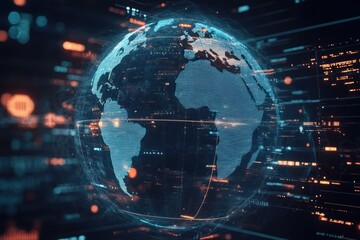 Digital Earth Globe with Data Streams and Code