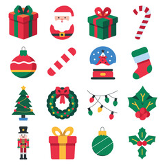 vector illustration colorful Christmas icons items frame and decoration with gifts accessories 