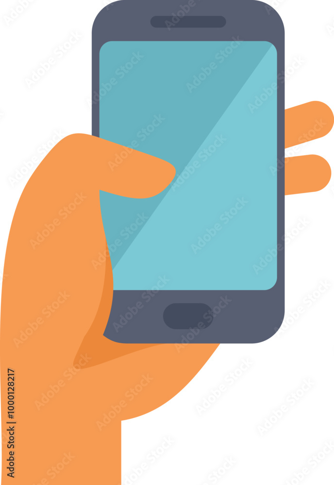 Poster hand is holding a smartphone with a blank screen, perfect for adding your own design or message