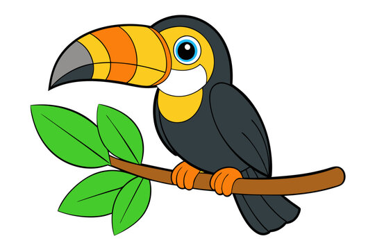 recommend clip art: Toucan on a Branch Clipart Vector Illustration