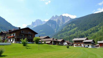 Obraz premium Idyllic mountain village under a clear sky