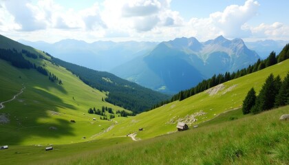 Obraz premium Majestic mountain landscape under a clear sky