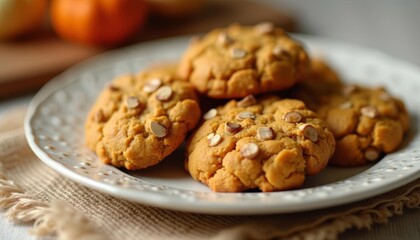  Deliciously baked goldenbrown cookies with nuts ready to be savored