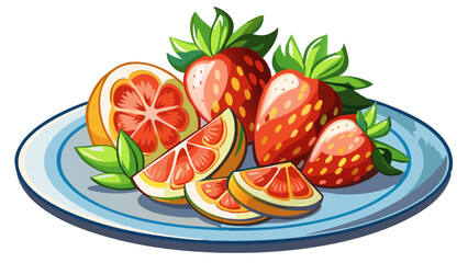 slice of strawberries on a plate - vector illustration of strawberry isolated on white, strawberry vector art