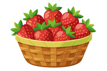 strawberries in a basket - vector illustration of strawberry isolated on white, strawberry vector art