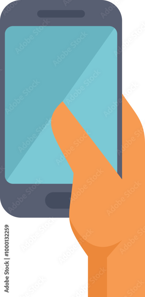 Poster hand is holding a smartphone with a blank screen, perfect for showcasing your mobile app design or w