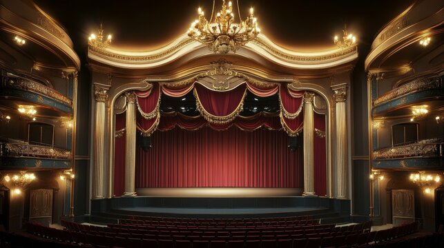 Breathtaking renaissance inspired theater  a grand fusion of elegance and artistic majesty