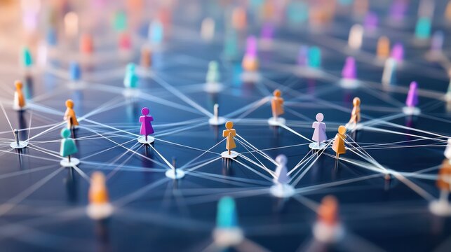 Design an illustration that visualizes the expansion of a business network, using interconnected nodes to represent partnerships, collaborations, and increased connections, AI generated