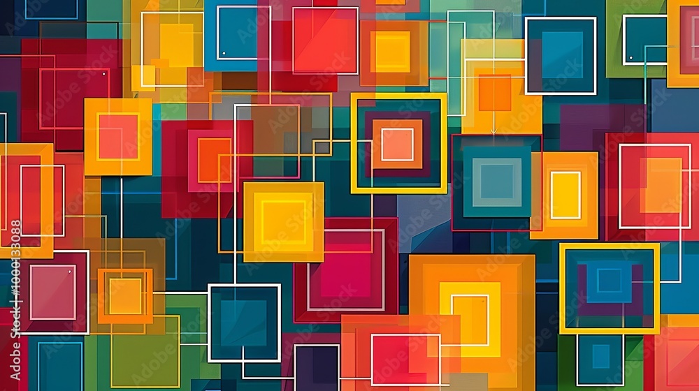 Canvas Prints Realistic grid pattern with intersecting lines in bright colors forming a playful and energetic series of squares and rectangles for a lively background effect. high resolution Illustration, in the