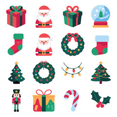 vector illustration colorful Christmas icons items frame and decoration with gifts accessories
