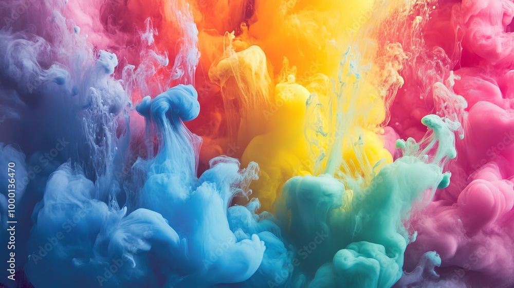 Poster vibrant abstract spectrum displaying a captivating array of multicolored hues and tones
