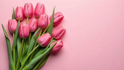 Elegant Pink Tulip Bouquet on Soft Pink Background