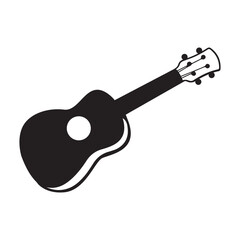 Black white ukulele silhouette illustration