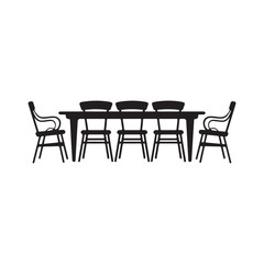 Black white chair table silhouette 