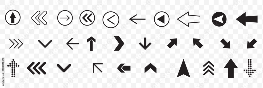Poster arrows set of 100 black icons. arrow icon. arrow vector collection. arrow. cursor. modern simple arr