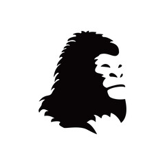 gorilla silhouette logo design. strong wild ape sign and symbol.