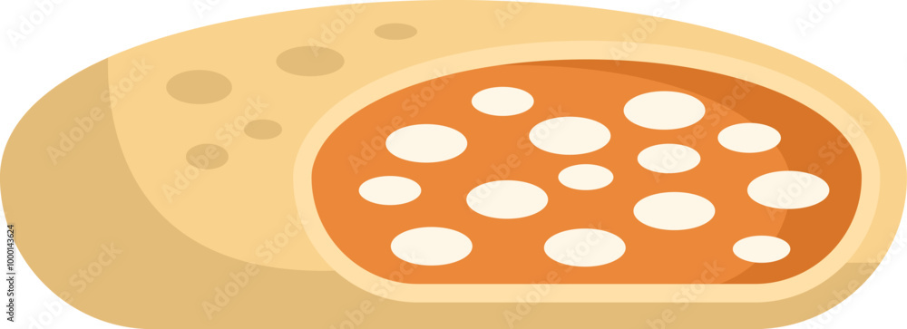 Poster half moon pie showing filling with cranberries icon in flat style isolated on white background